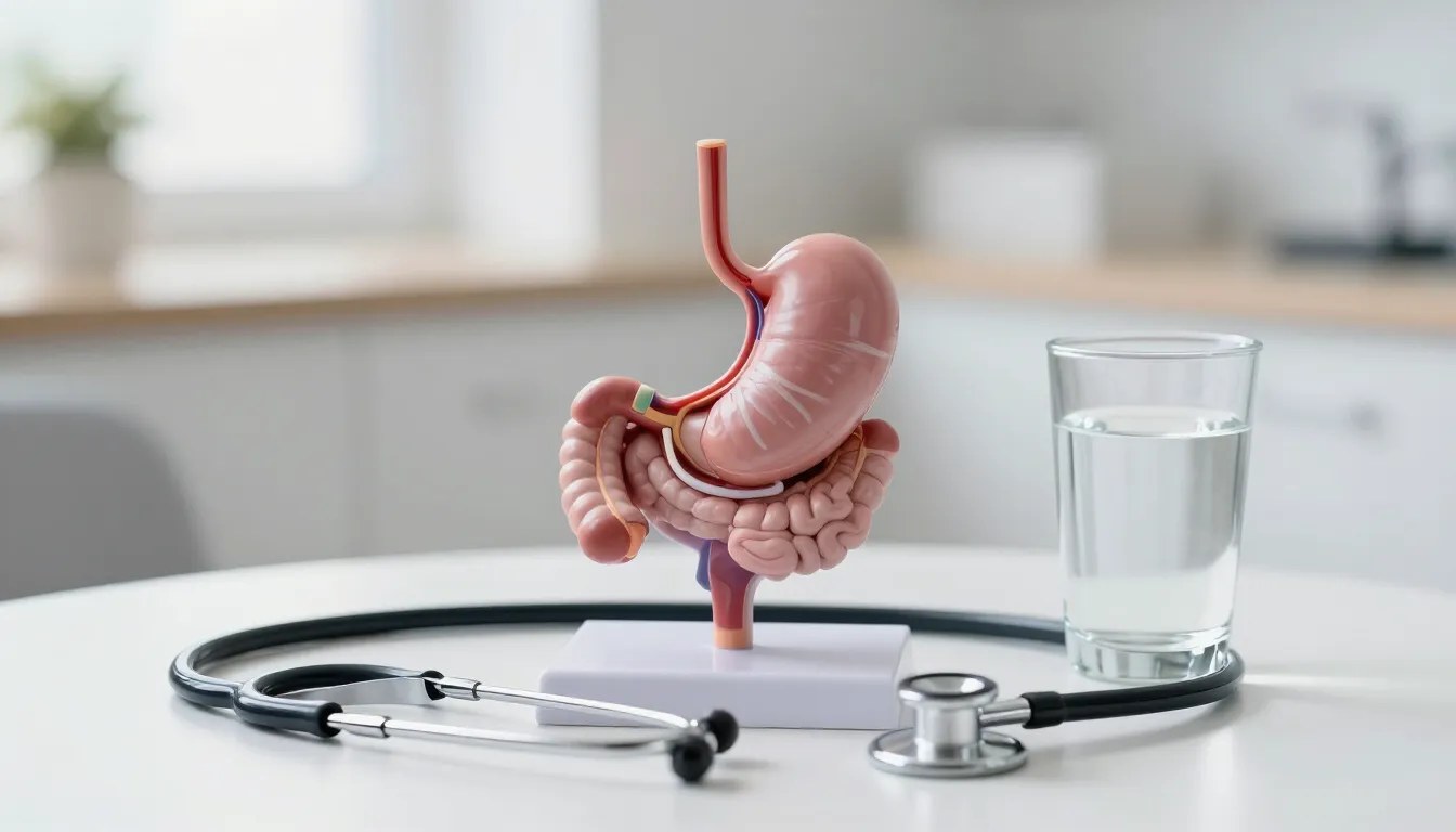 Anatomical stomach and intestine model for digestive problem assessment at Glucomind Clinic, Bhubaneswar